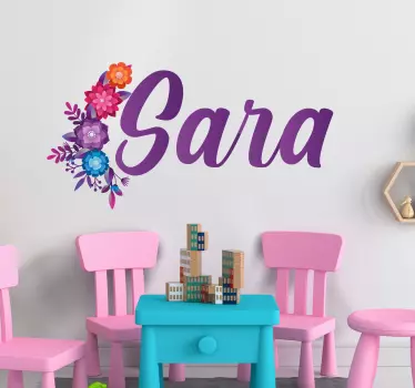 Wandtattoo Kinderzimmer florales namensdesign - TenStickers