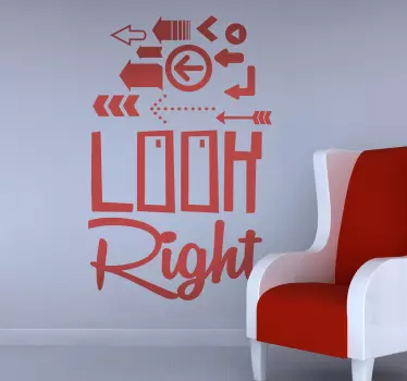 Wandtattoo zitat schau nach rechts - TenStickers