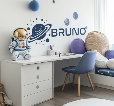 Wandtattoo Weltall planet und benutzerdefinierter name - TenStickers
