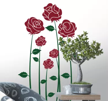 Wandtattoo Blumen Rote Rosen Blumen - TenStickers