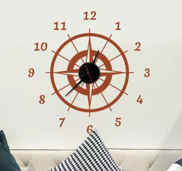Wandaufkleber Jugendzimmer Wanderlust Kompass Uhr - TenStickers