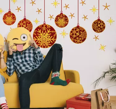 Klebefolie Schaufenster Weihnachtskugeln Schnee - TenStickers