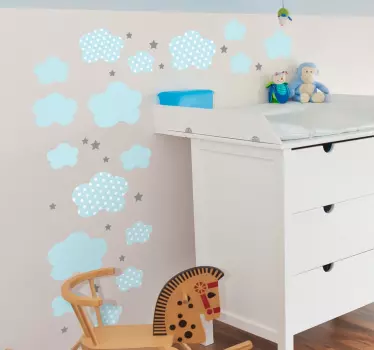 Pack von 41 Wandtattoo Babyzimmer hellblau - TenStickers