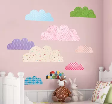 Pack von 9 Wandtattoo Wolken Kinderzimmer - TenStickers