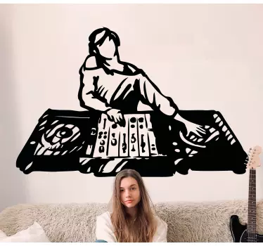 Wandtattoos Jugendzimmer Handgezeichneter dj, der musik spielt - TenStickers