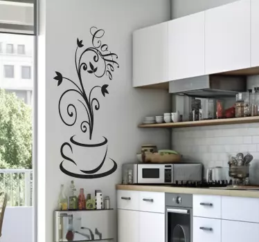 Wandtattoo Küche kaffee Linien zeichnen - TenStickers