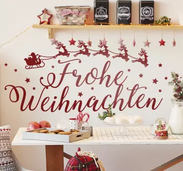 Weihnachtsaufkleber "Frohe Weihnachten" Schlitten - TenStickers