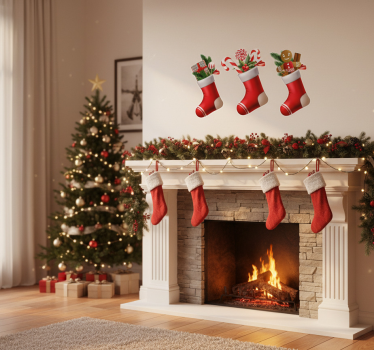 Weihnachtsaufkleber für geschenke in strümpfen - TenStickers
