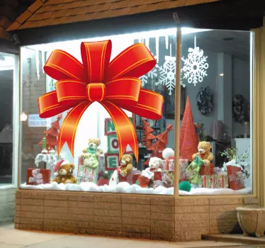 Schaufensteraufkleber Weihnachten große Geschenkschleife - TenStickers