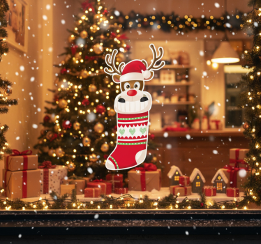 Weihnachtsaufkleber rentierstrumpf - TenStickers