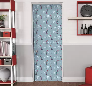 Weihnachtsaufkleber Tür mit Schneeflocken - TenStickers