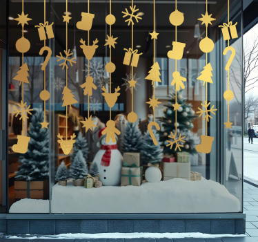 Schaufensteraufkleber Weihnachten hängende Symbole - TenStickers