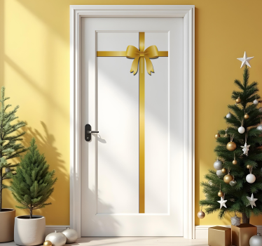 Weihnachtssticker tür, goldenes, band - TenStickers