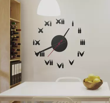 Weinflaschen Uhr Aufkleber - TenStickers