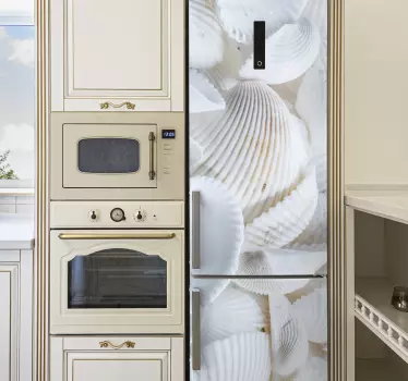 Weiße muscheln kühlschrank wrap - TenStickers