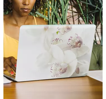 Weiße Orchidee Laptopaufkleber - TenStickers