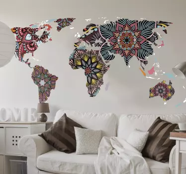 Wandtattoo Weltkarte Mandala - TenStickers