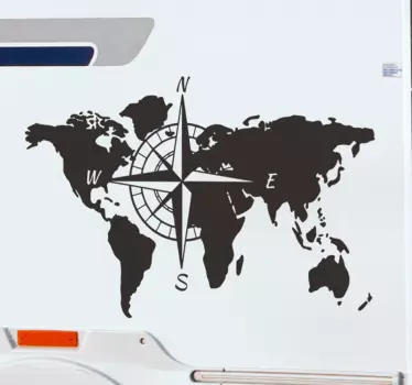 Weltkarte und Kompass Wohnmobil Aufkleber - TenStickers