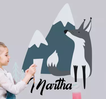 Whiteboard folie mountain wolf custom - TenStickers