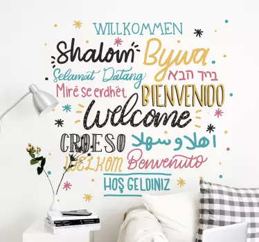 Willkommen Sprachen bunt Wohnzimmer Wandaufkleber - TenStickers