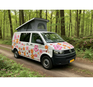 Wohnmobil aufkleber fröhliche bunte blumen - TenStickers