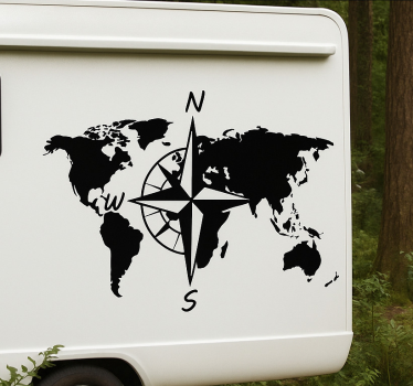 Wohnmobil aufkleber weltkarte mit kompass - TenStickers