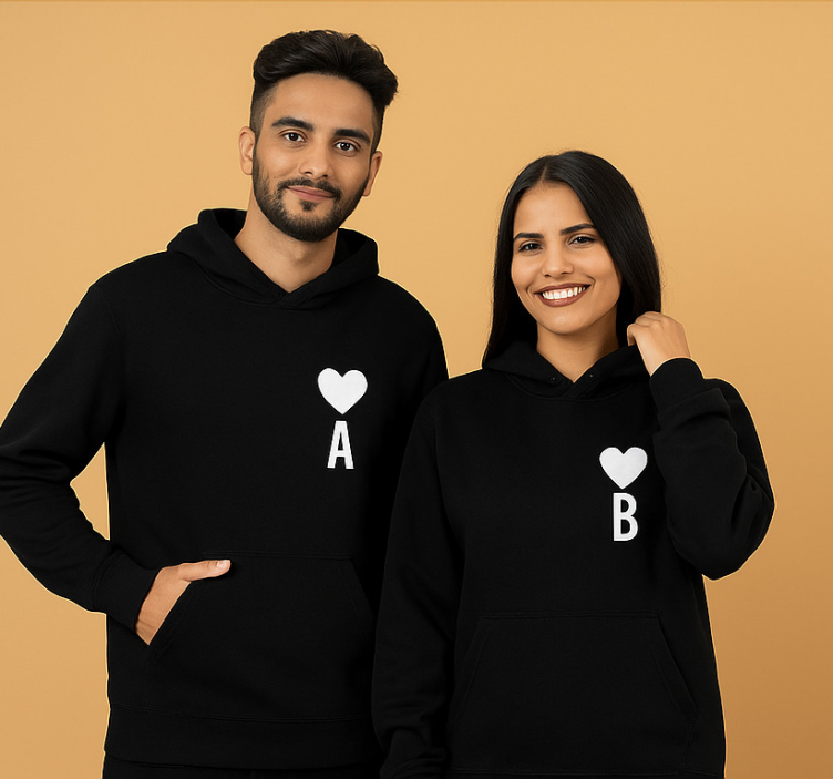 hoodie benutzerdefinierten namen initialen und herz - TenStickers