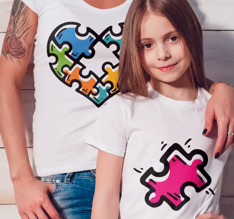Mutter Tochter T Shirt Puzzle-herz - TenStickers