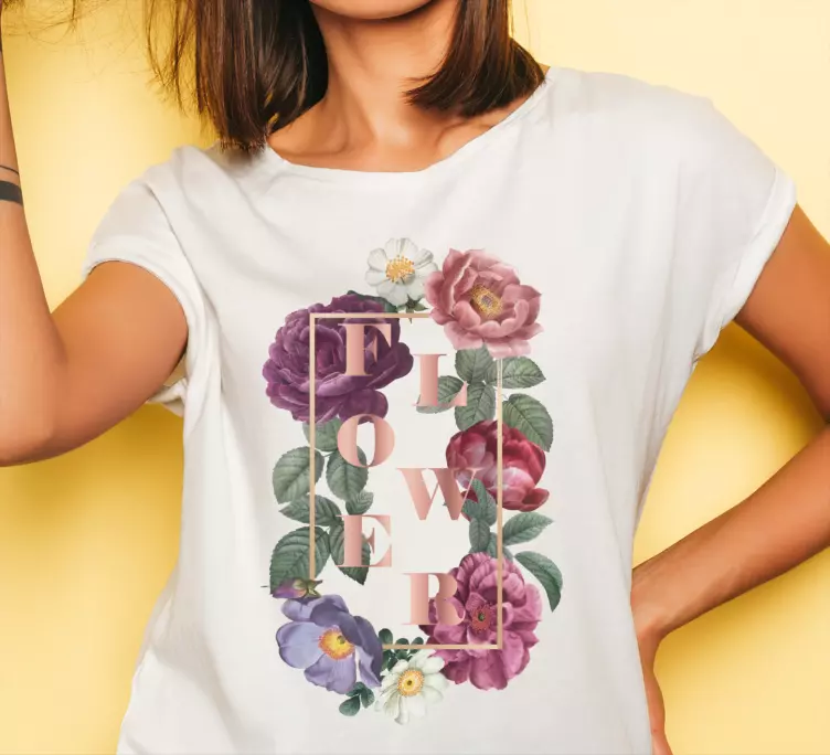 Original T Shirt florale benutzerdefinierte typografie - TenStickers