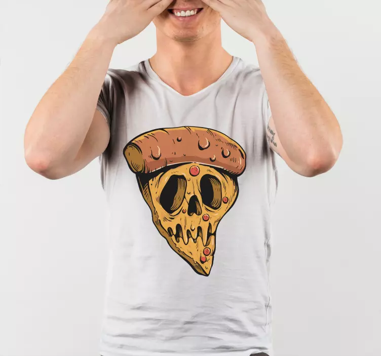 Original T Shirt totenkopf pizza grafik - TenStickers
