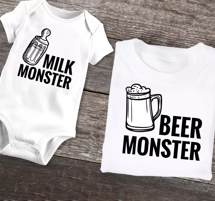 Vater Sohn T Shirt Bier und milchmonster - TenStickers
