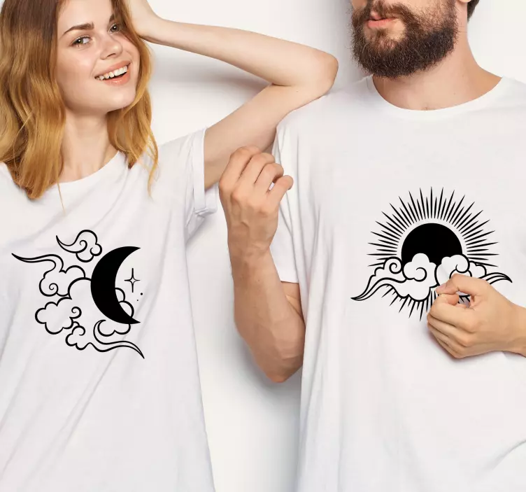 Partner T Shirts Mond, Sonne und Wolken - TenStickers