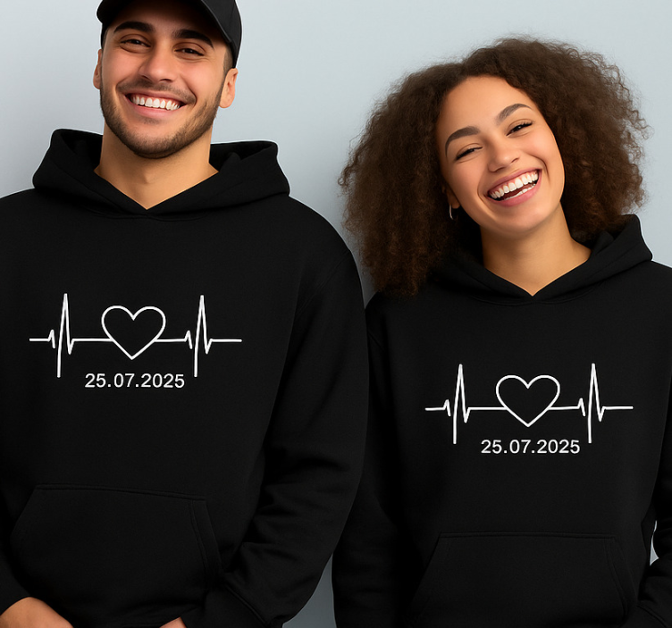 hoodie herzschlag mit benutzerdefiniertem namen - TenStickers