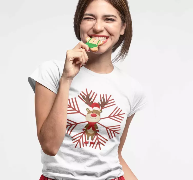Weihnachts T Shirt Rentier Schneeflocke - TenStickers
