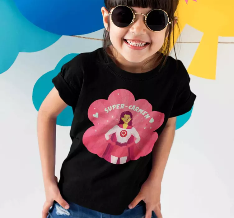 Kinder T Shirt Superfrau mit Namen - TenStickers