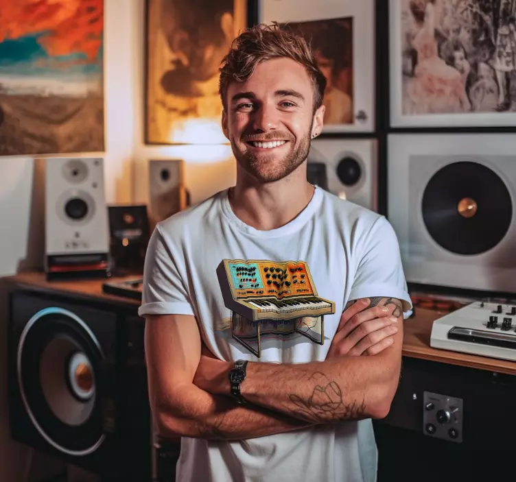 Original T Shirt retro-Synthesizer-Tastatur - TenStickers