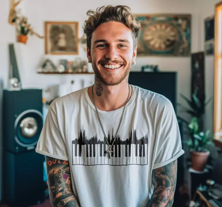 Original T Shirt tastatur und Soundwellen - TenStickers