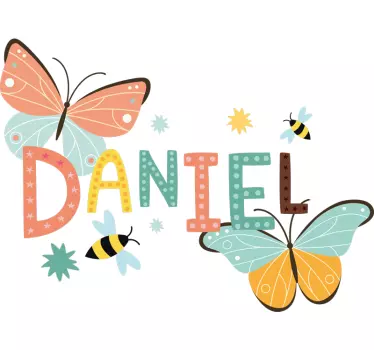 T-shirt baby bunte schmetterlinge name - TenStickers