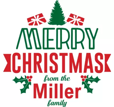 Merry Christmas mit Familienname Weihnachts T Shirt - TenStickers