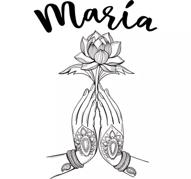 T-shirt mit namen hände halten lotus - TenStickers