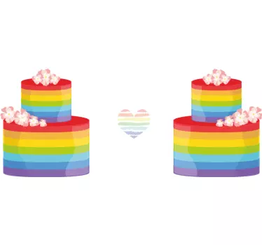 Mutter tochter t shirts regenbogen herz kuchen - TenStickers