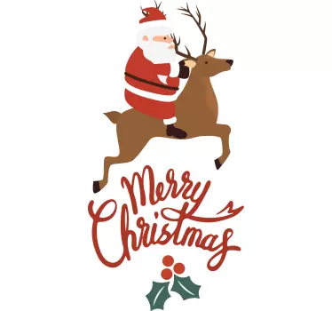 Weihnacht T Shirt weihnachtsmann reitet rentier - TenStickers