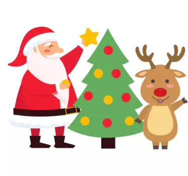 Vater und Sohn T Shirts weihnachtsmann mit rentier jubeln - TenStickers
