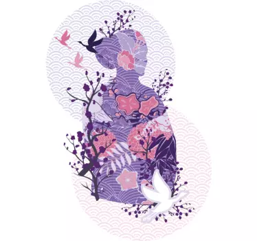 Mutter tochter t shirts mit floraler silhouette - TenStickers
