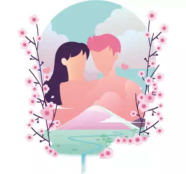 Pärchen t shirts romantische blütenliebe - TenStickers