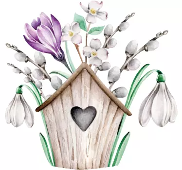 Mutter tochter t shirts frühlingsblumen vogelhaus - TenStickers