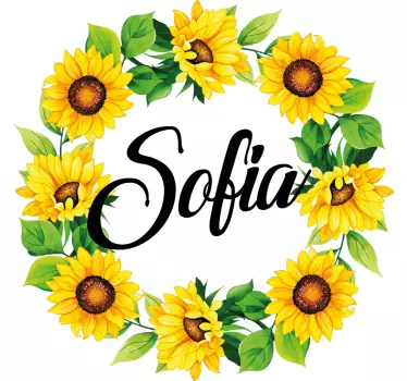 T-shirt mit namen sonnenblumen namenskreis - TenStickers