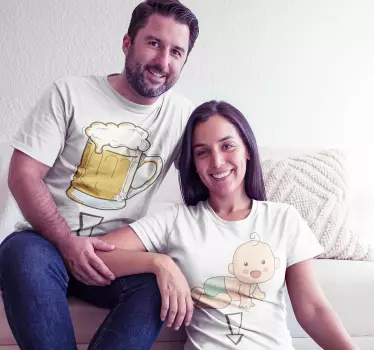 Partner T Shirts Schwanger oder Bierbauch - TenStickers