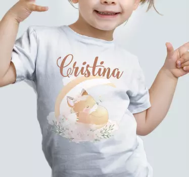 Kinder t shirt schlafender fuchs mit namen - TenStickers