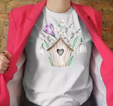 Mutter tochter t shirts frühlingsblumen vogelhaus - TenStickers